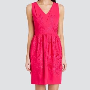TED BAKER Zali Deep V Embroidered Dress / Fuchsia / NWT/ TB size 3 (US 8)